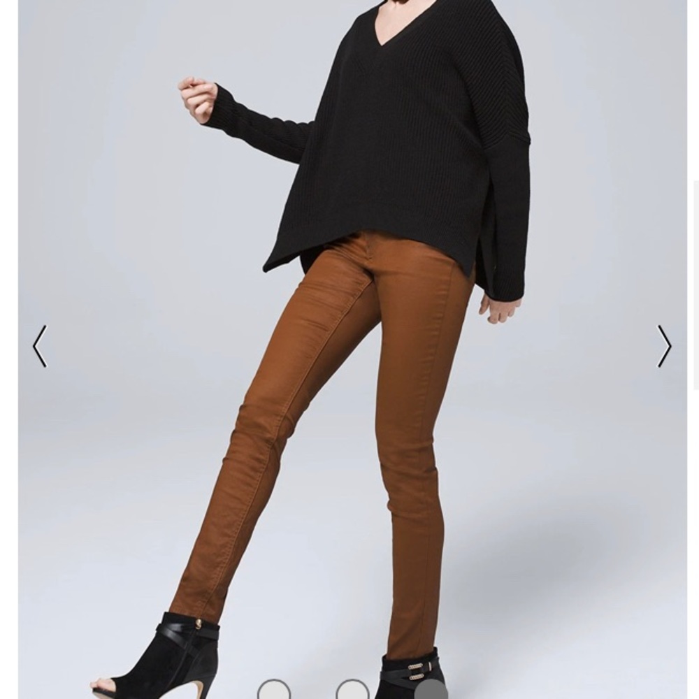 WHBM coated high rise jeans - Size 14, cognac color.